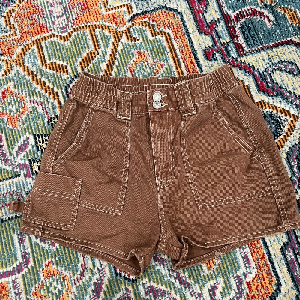 No Boundaries Brown Cargo Shorts Relaxed Fit